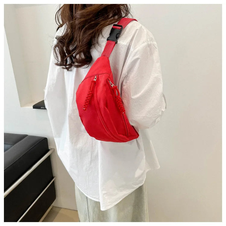 “Women’s Canvas Chest Bag – Sling Crossbody Fanny Pack, Waist Belt Bag for Running & Casual Use”