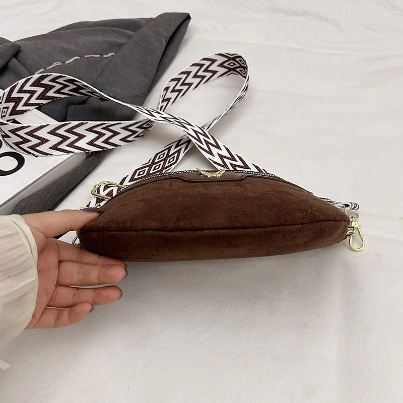 Faux Suede Chest Bag Bohemia Women Waist Bag PU Leather Handbag Chain Waist Pack Adjustable Strap Fashion Shoulder Crossbody Bag