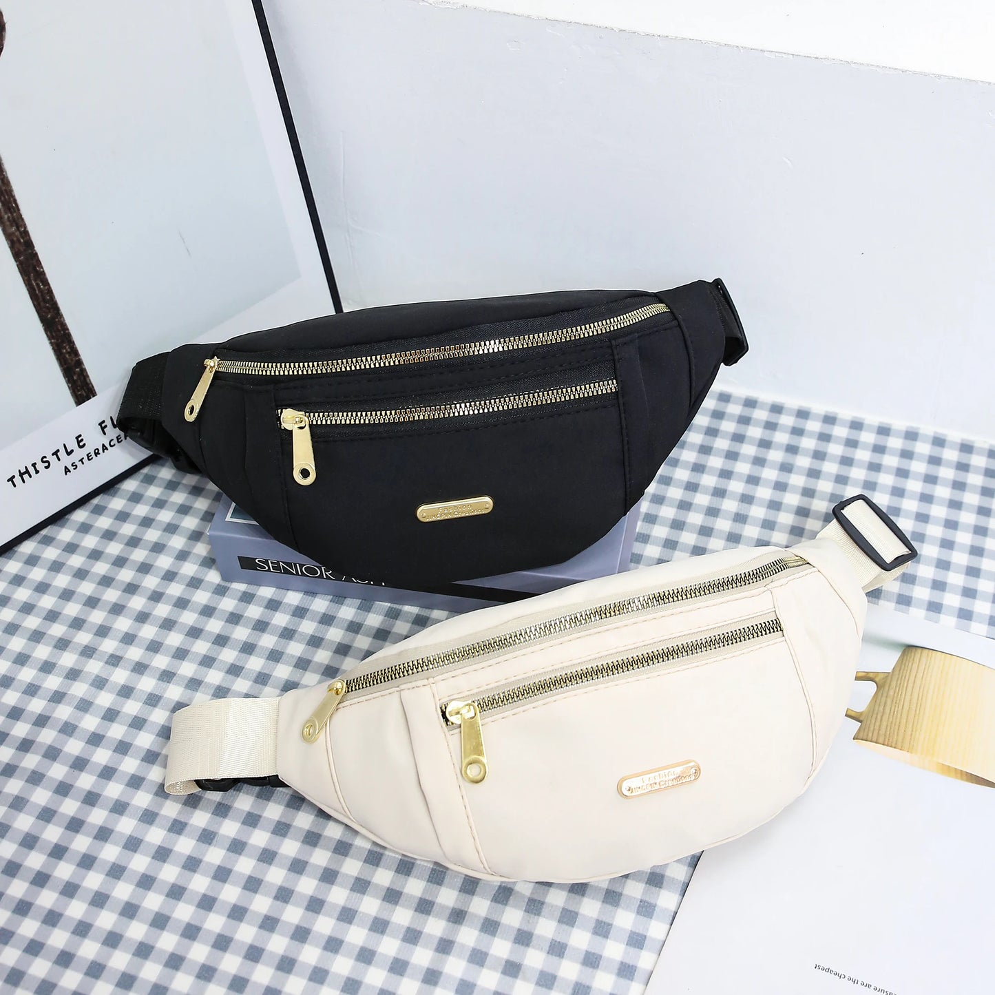 Women’s Minimalist Sports Waist Bag – Multi-Layer Crossbody Fanny Pack