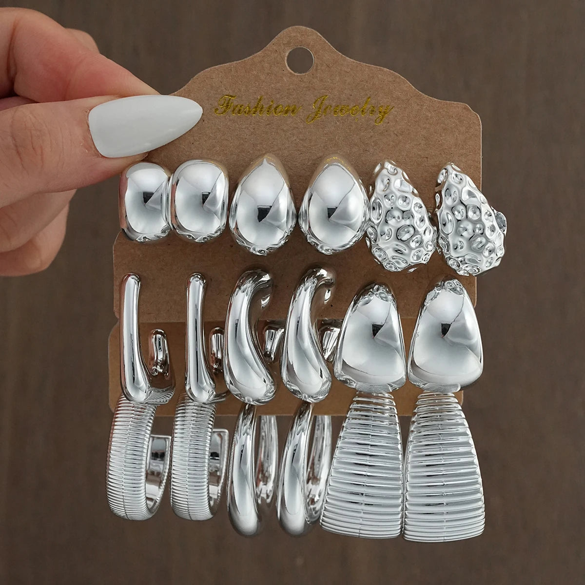 18Pcs Vintage Punk Waterdrop Hoop Earrings – Gold & Silver CCB Earrings for Women, Daily Fashion Jewelry Set