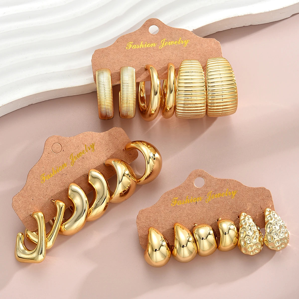 18Pcs Vintage Punk Waterdrop Hoop Earrings – Gold & Silver CCB Earrings for Women, Daily Fashion Jewelry Set