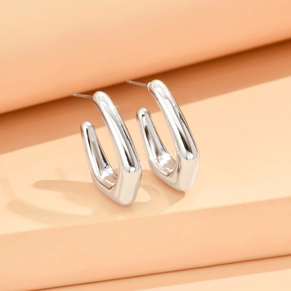 Geometric Irregular Metallic Color Earrings for Women 2024 Minimalist Style Personality Earrings Trendy Jewelry Gift