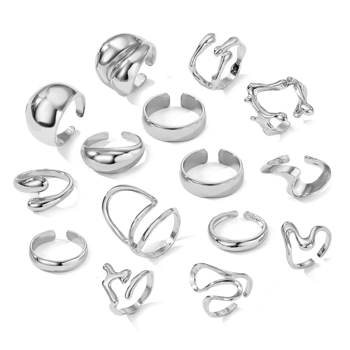 “15pcs Punk Boho Metal Rings Set – Women & Men Fashion Jewelry