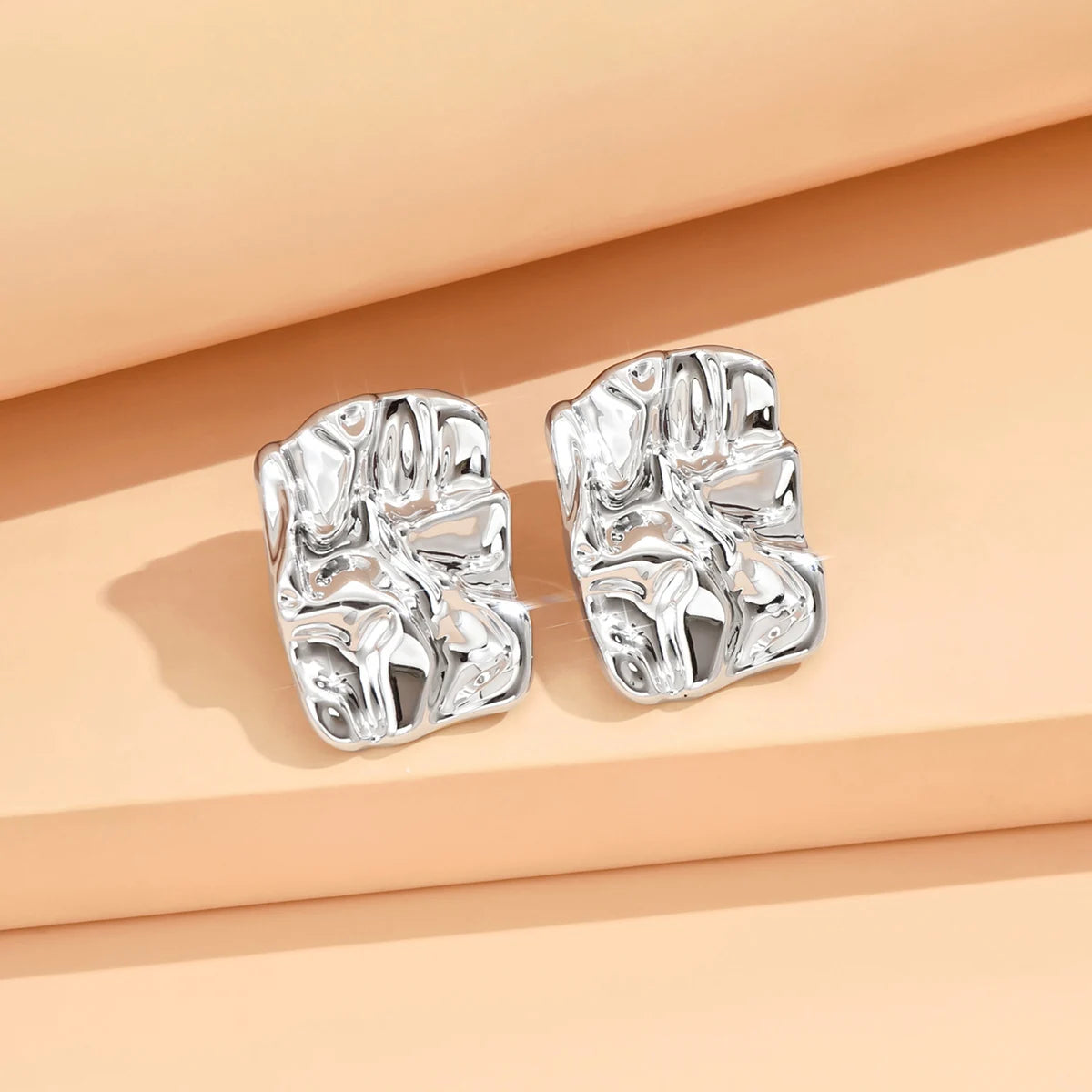 Geometric Irregular Metallic Color Earrings for Women 2024 Minimalist Style Personality Earrings Trendy Jewelry Gift