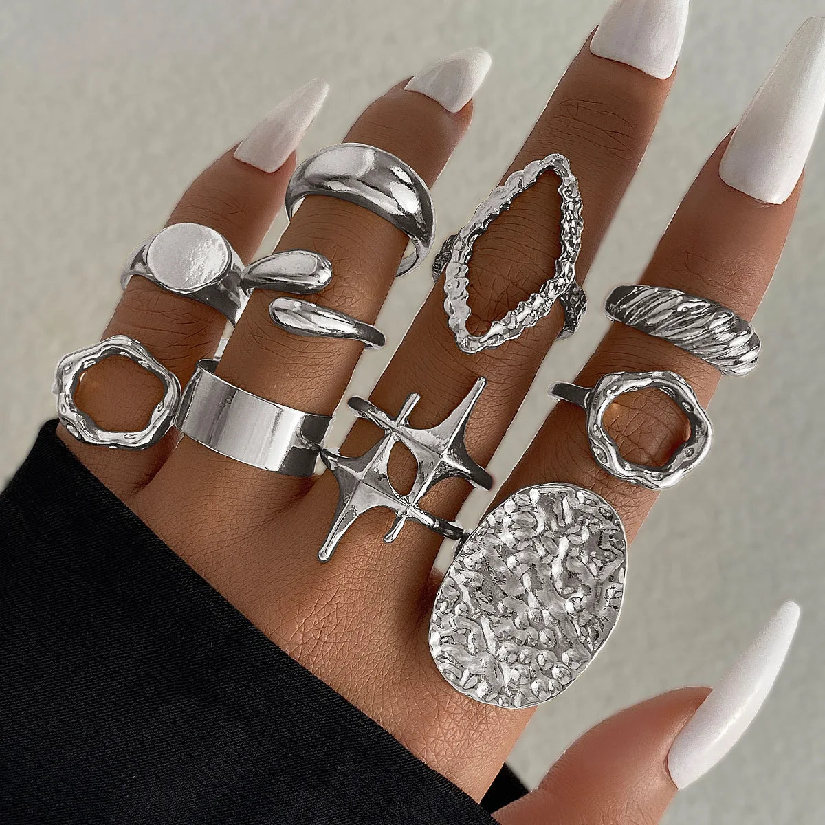 “15pcs Punk Boho Metal Rings Set – Women & Men Fashion Jewelry
