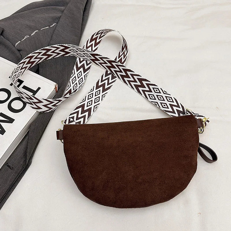 Faux Suede Chest Bag Bohemia Women Waist Bag PU Leather Handbag Chain Waist Pack Adjustable Strap Fashion Shoulder Crossbody Bag
