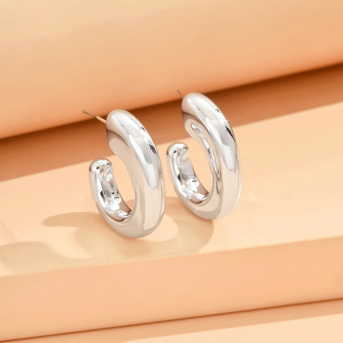 Geometric Irregular Metallic Color Earrings for Women 2024 Minimalist Style Personality Earrings Trendy Jewelry Gift