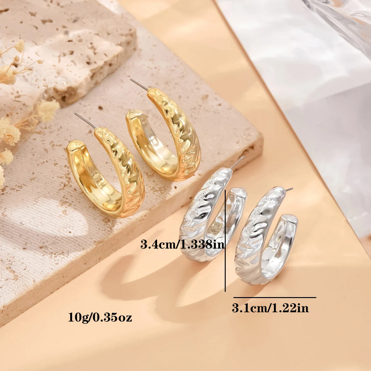 Geometric Irregular Metallic Color Earrings for Women 2024 Minimalist Style Personality Earrings Trendy Jewelry Gift