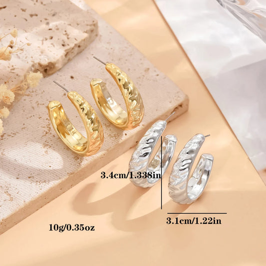 Geometric Irregular Metallic Color Earrings for Women 2024 Minimalist Style Personality Earrings Trendy Jewelry Gift