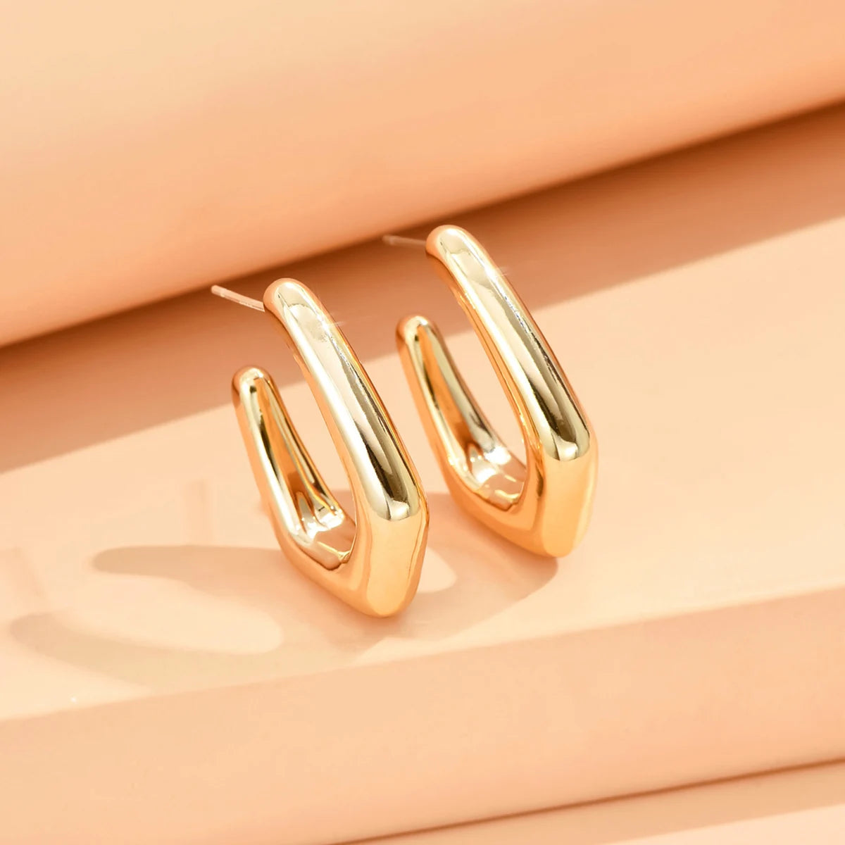 Geometric Irregular Metallic Color Earrings for Women 2024 Minimalist Style Personality Earrings Trendy Jewelry Gift