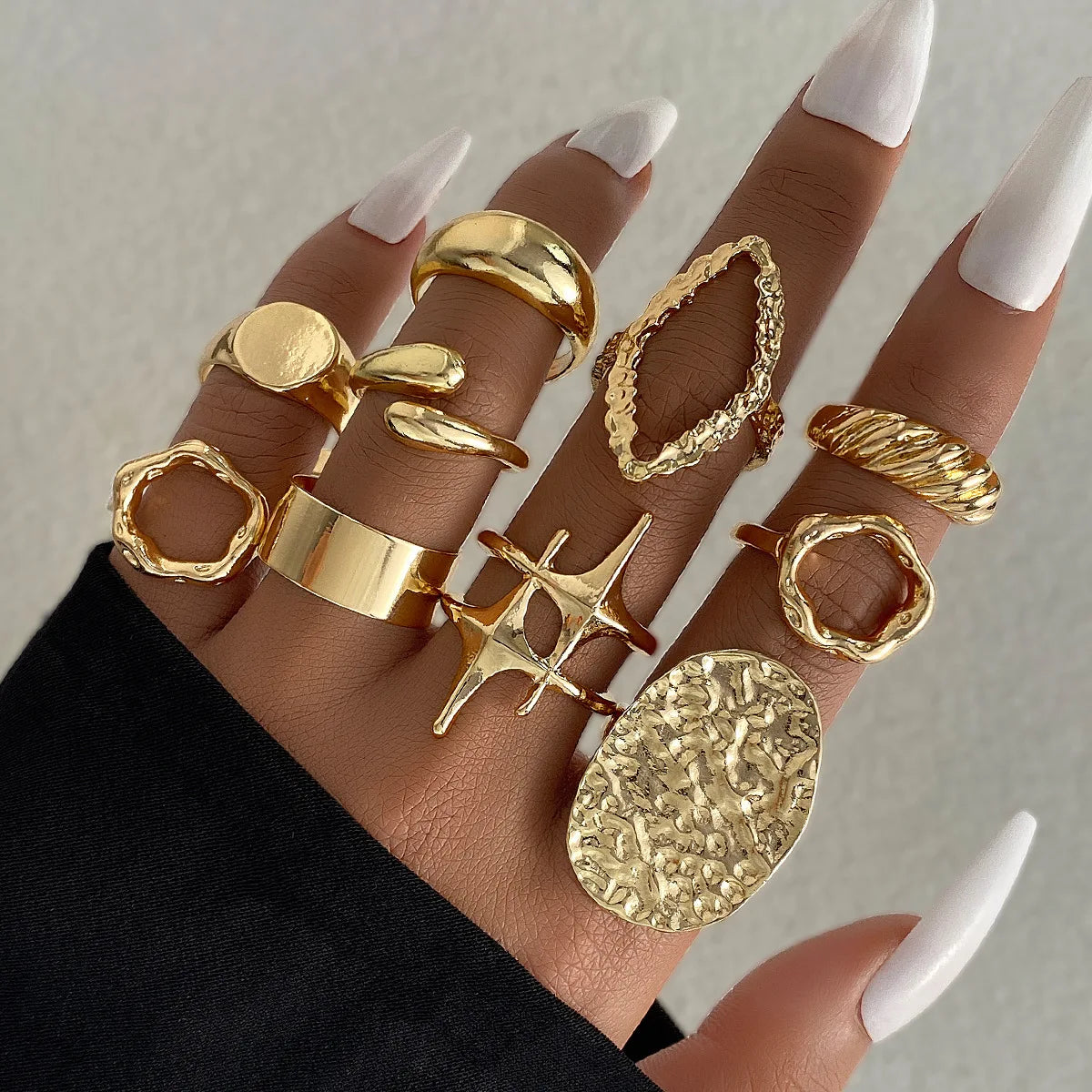 “15pcs Punk Boho Metal Rings Set – Women & Men Fashion Jewelry